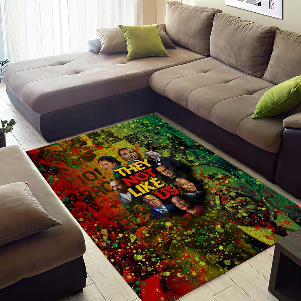 Black History Portrait Collage Area Rug Africa Empowering They Not Like Us Quote in Grunge Paint - African Pride