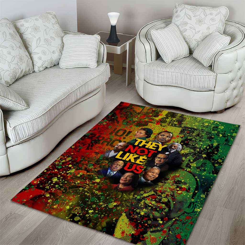 Black History Portrait Collage Area Rug Africa Empowering They Not Like Us Quote in Grunge Paint - African Pride
