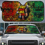 Black History Portrait Collage Auto Sun Shade Africa Empowering They Not Like Us Quote in Grunge Paint - African Pride