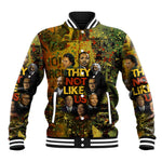 Black History Portrait Collage Baseball Jacket Africa Empowering They Not Like Us Quote in Grunge Paint - African Pride