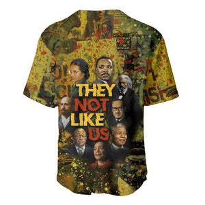 Black History Portrait Collage Baseball Jersey Africa Empowering They Not Like Us Quote in Grunge Paint - African Pride
