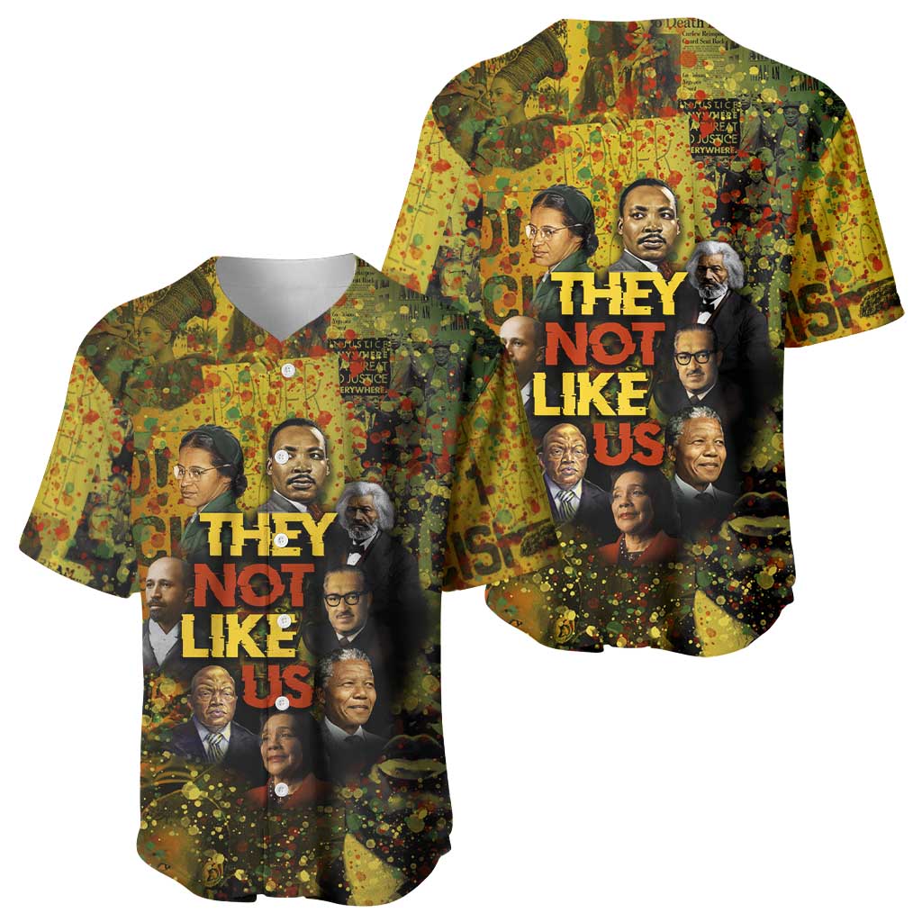 Black History Portrait Collage Baseball Jersey Africa Empowering They Not Like Us Quote in Grunge Paint - African Pride
