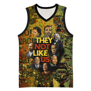 Black History Portrait Collage Basketball Jersey Africa Empowering They Not Like Us Quote in Grunge Paint - African Pride