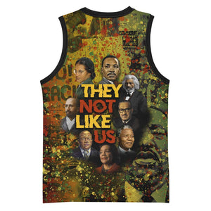 Black History Portrait Collage Basketball Jersey Africa Empowering They Not Like Us Quote in Grunge Paint - African Pride