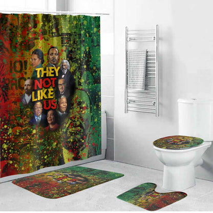 Black History Portrait Collage Bathroom Set Africa Empowering They Not Like Us Quote in Grunge Paint - African Pride