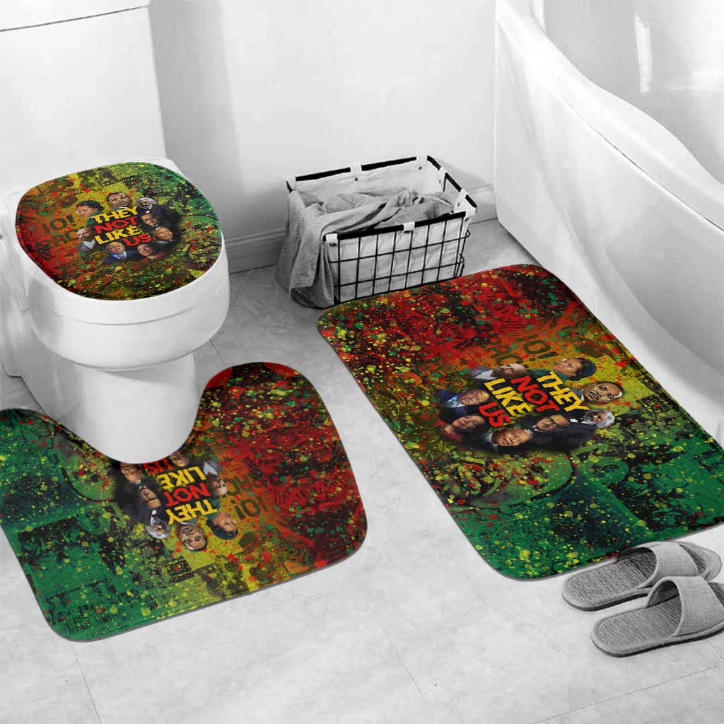 Black History Portrait Collage Bathroom Set Africa Empowering They Not Like Us Quote in Grunge Paint - African Pride
