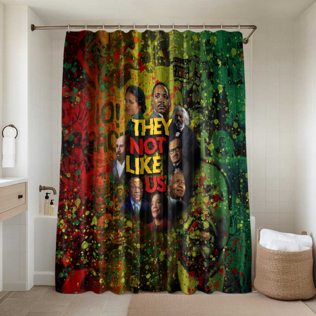 Black History Portrait Collage Bathroom Set Africa Empowering They Not Like Us Quote in Grunge Paint - African Pride
