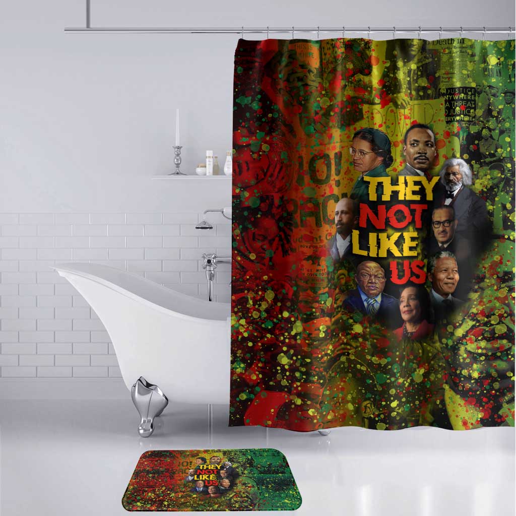 Black History Portrait Collage Bathroom Set Africa Empowering They Not Like Us Quote in Grunge Paint - African Pride