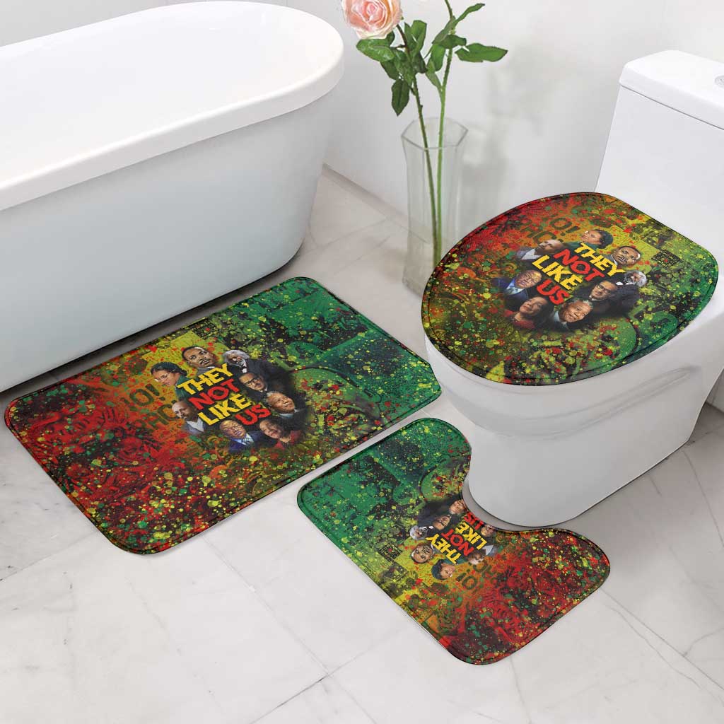Black History Portrait Collage Bathroom Set Africa Empowering They Not Like Us Quote in Grunge Paint - African Pride