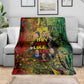 Black History Portrait Collage Blanket Africa Empowering They Not Like Us Quote in Grunge Paint - African Pride