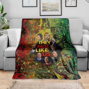 Black History Portrait Collage Blanket Africa Empowering They Not Like Us Quote in Grunge Paint - African Pride