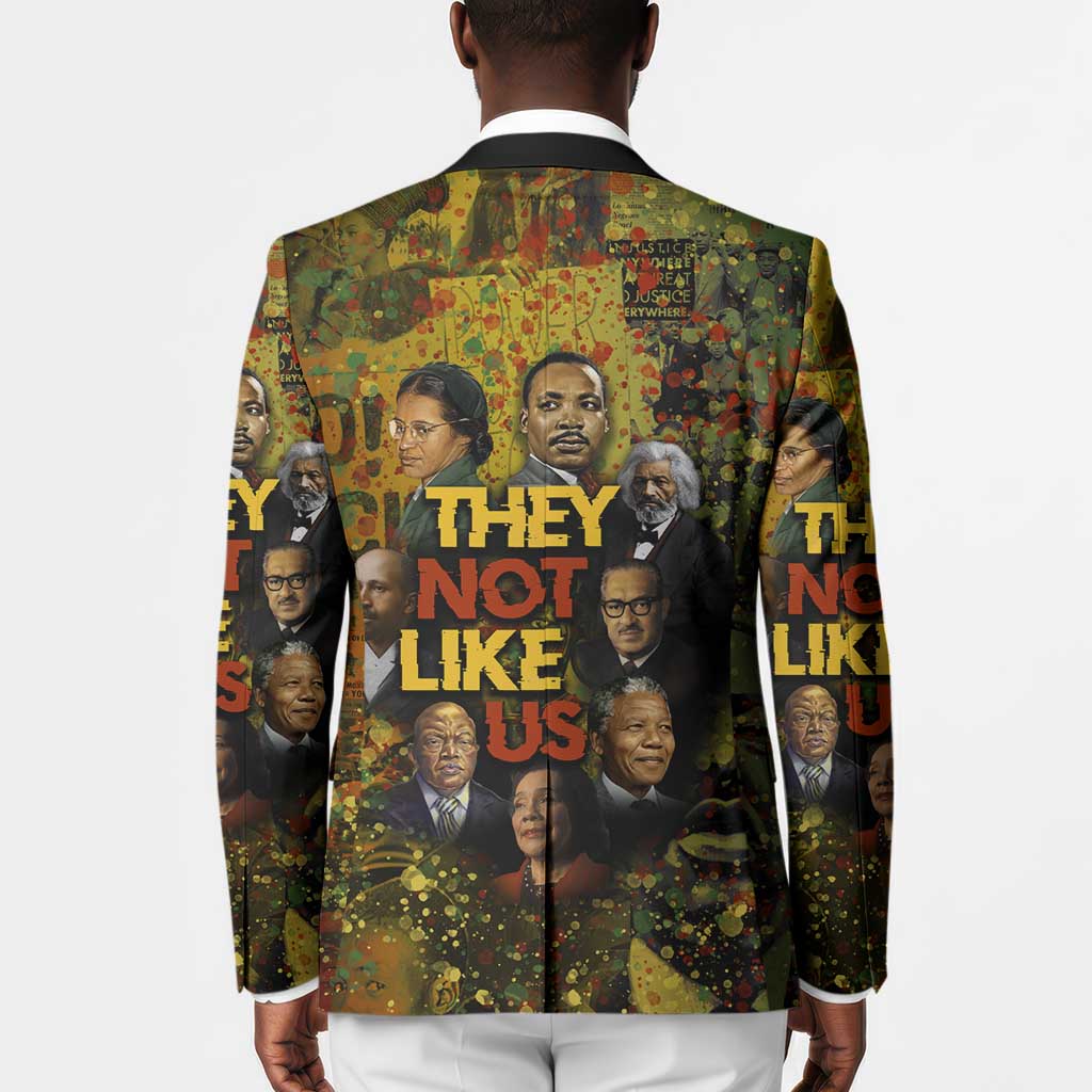 Black History Portrait Collage Blazer Africa Empowering They Not Like Us Quote in Grunge Paint - African Pride