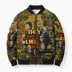 Black History Portrait Collage Bomber Puffer Jacket Africa Empowering They Not Like Us Quote in Grunge Paint - African Pride