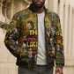 Black History Portrait Collage Bomber Puffer Jacket Africa Empowering They Not Like Us Quote in Grunge Paint - African Pride