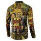 Black History Portrait Collage Button Sweatshirt Africa Empowering They Not Like Us Quote in Grunge Paint