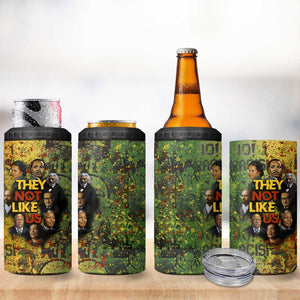 Black History Portrait Collage 4 in 1 Can Cooler Tumbler Africa Empowering They Not Like Us Quote in Grunge Paint - African Pride