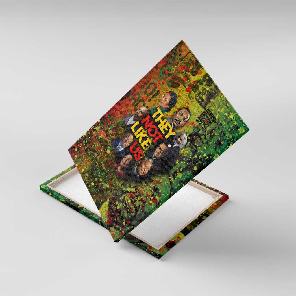 Black History Portrait Collage Canvas Wall Art Africa Empowering They Not Like Us Quote in Grunge Paint - African Pride