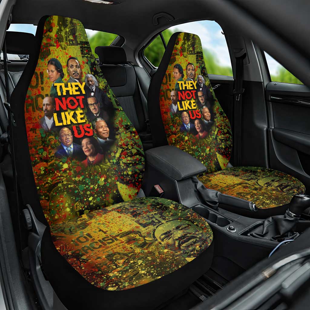 Black History Portrait Collage Car Seat Cover Africa Empowering They Not Like Us Quote in Grunge Paint - African Pride