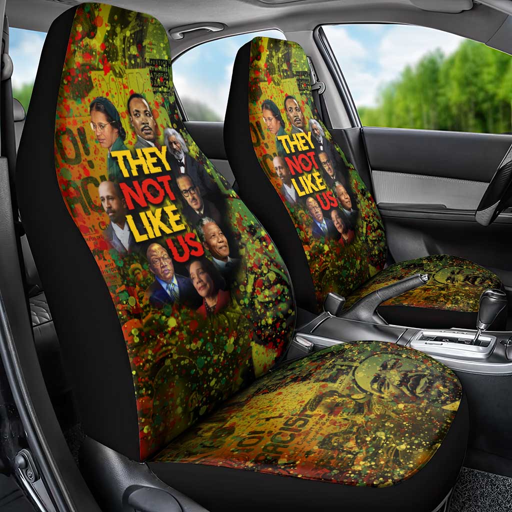 Black History Portrait Collage Car Seat Cover Africa Empowering They Not Like Us Quote in Grunge Paint - African Pride