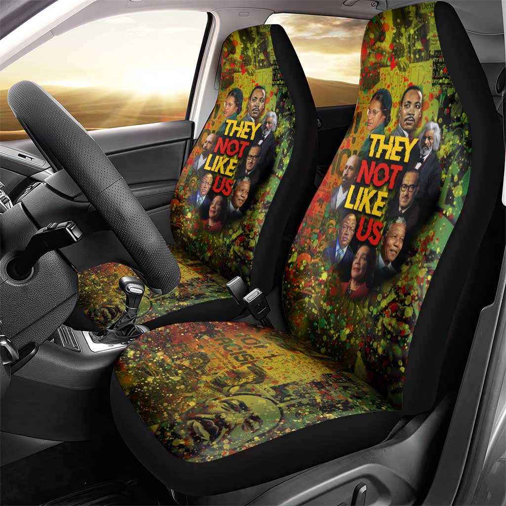 Black History Portrait Collage Car Seat Cover Africa Empowering They Not Like Us Quote in Grunge Paint - African Pride