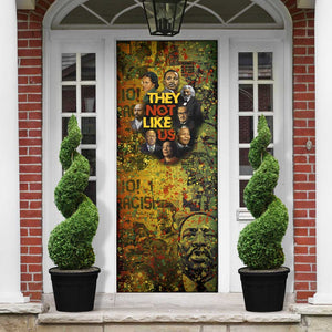 Black History Portrait Collage Door Cover Africa Empowering They Not Like Us Quote in Grunge Paint - African Pride