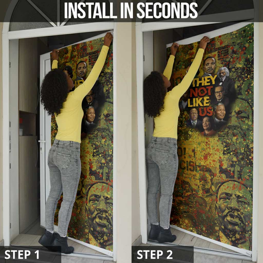 Black History Portrait Collage Door Cover Africa Empowering They Not Like Us Quote in Grunge Paint - African Pride