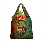 Black History Portrait Collage Grocery Bag Africa Empowering They Not Like Us Quote in Grunge Paint - African Pride