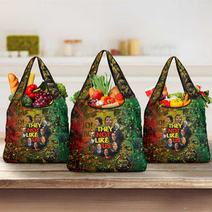Black History Portrait Collage Grocery Bag Africa Empowering They Not Like Us Quote in Grunge Paint - African Pride