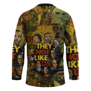Black History Portrait Collage Hockey Jersey Africa Empowering They Not Like Us Quote in Grunge Paint - African Pride