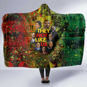 Black History Portrait Collage Hooded Blanket Africa Empowering They Not Like Us Quote in Grunge Paint - African Pride