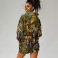Black History Portrait Collage Hoodie Dress Africa Empowering They Not Like Us Quote in Grunge Paint - African Pride