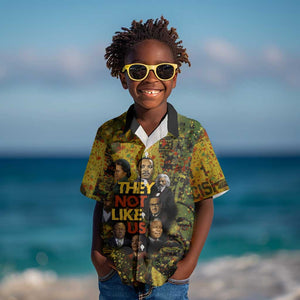 Black History Portrait Collage Kid Hawaiian Shirt Africa Empowering They Not Like Us Quote in Grunge Paint - African Pride