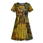 Black History Portrait Collage Kid Short Sleeve Dress Africa Empowering They Not Like Us Quote in Grunge Paint - African Pride