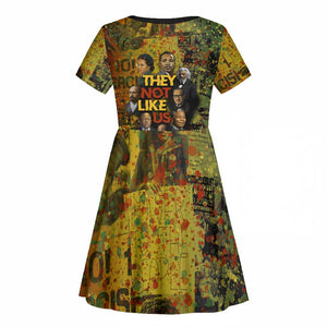 Black History Portrait Collage Kid Short Sleeve Dress Africa Empowering They Not Like Us Quote in Grunge Paint - African Pride