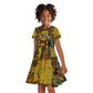 Black History Portrait Collage Kid Short Sleeve Dress Africa Empowering They Not Like Us Quote in Grunge Paint - African Pride