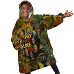 Black History Portrait Collage Kid Wearable Blanket Hoodie Africa Empowering They Not Like Us Quote in Grunge Paint - African Pride