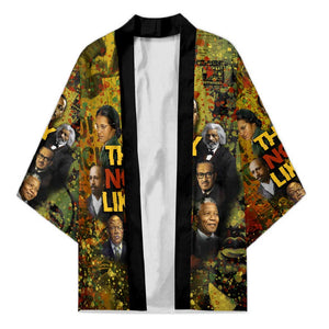 Black History Portrait Collage Kimono Africa Empowering They Not Like Us Quote in Grunge Paint - African Pride