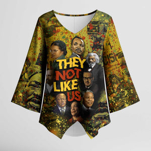 Black History Portrait Collage Kimono Sleeve Blouse Africa Empowering They Not Like Us Quote in Grunge Paint - African Pride