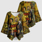 Black History Portrait Collage Kimono Sleeve Blouse Africa Empowering They Not Like Us Quote in Grunge Paint - African Pride