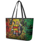 Black History Portrait Collage Leather Tote Bag Africa Empowering They Not Like Us Quote in Grunge Paint - African Pride