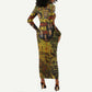Black History Portrait Collage Long Sleeve Bodycon Dress Africa Empowering They Not Like Us Quote in Grunge Paint - African Pride