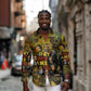 Black History Portrait Collage Long Sleeve Button Shirt Africa Empowering They Not Like Us Quote in Grunge Paint - African Pride