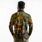 Black History Portrait Collage Long Sleeve Polo Shirt Africa Empowering They Not Like Us Quote in Grunge Paint - African Pride