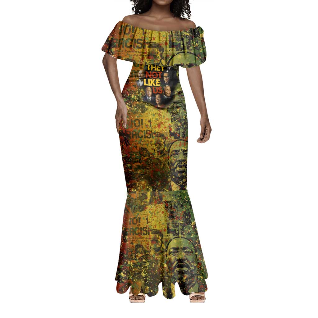 Black History Portrait Collage Mermaid Dress Africa Empowering They Not Like Us Quote in Grunge Paint - African Pride