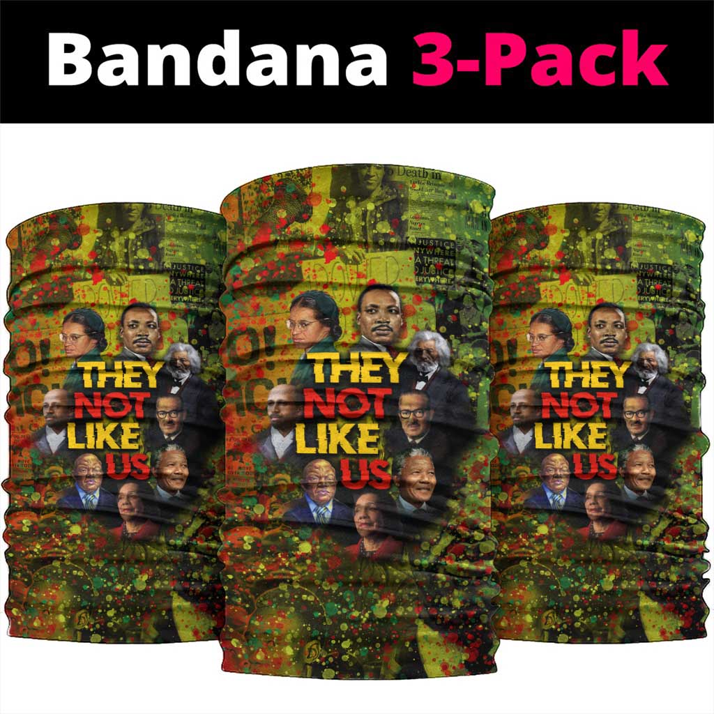 Black History Portrait Collage Neck Gaiter Africa Empowering They Not Like Us Quote in Grunge Paint - African Pride
