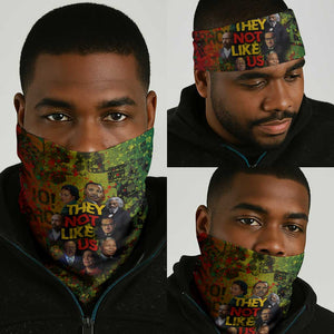 Black History Portrait Collage Neck Gaiter Africa Empowering They Not Like Us Quote in Grunge Paint - African Pride