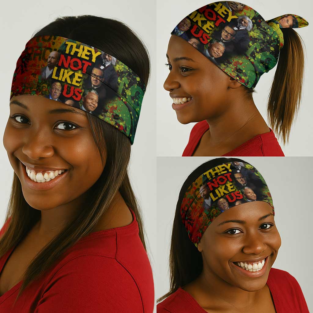 Black History Portrait Collage Neck Gaiter Africa Empowering They Not Like Us Quote in Grunge Paint - African Pride