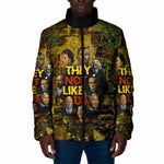 Black History Portrait Collage Padded Jacket Africa Empowering They Not Like Us Quote in Grunge Paint - African Pride
