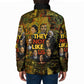 Black History Portrait Collage Padded Jacket Africa Empowering They Not Like Us Quote in Grunge Paint - African Pride