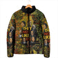 Black History Portrait Collage Padded Jacket Africa Empowering They Not Like Us Quote in Grunge Paint - African Pride